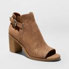 Women's Lizzy Microsuede Perf Heeled Bootie Pumps - Universal Thread Taupe (brown)
