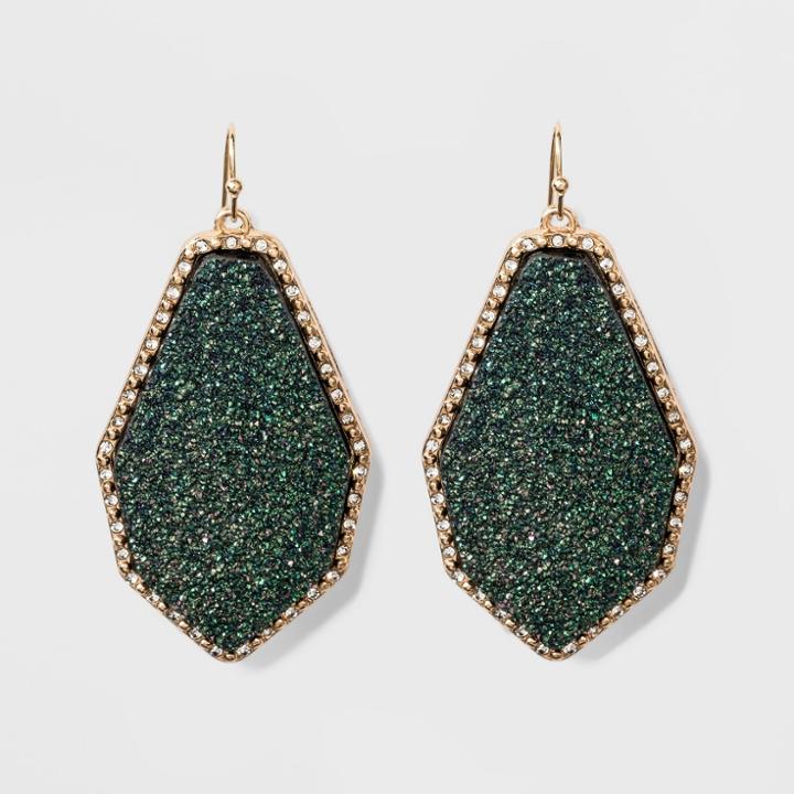 Sugarfix By Baublebar Luminous Druzy Drop Earrings - Green, Women's