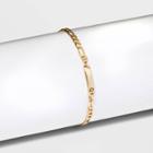 Gold Plated Initial 'q' Bar Figaro Chain Bracelet - A New Day Gold