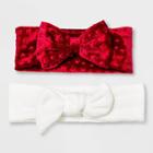 Girls' 2pk Star Velvet Bow Headband - Cat & Jack Red/ivory, Girl's, Red White