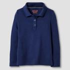 Toddler Girls' Long Sleeve Interlock Polo Shirt - Cat & Jack Blue 5t, Nightfall Blue