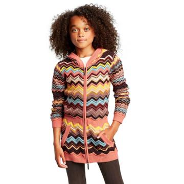 Girls' Colore Zig Zag Long Sleeve Hooded Zip-up Cardigan - Missoni For Target M, Women's, Size: Medium, Pink Brown