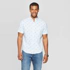 Men's Polka Dot Short Sleeve Seersucker Button-down Shirt - Goodfellow & Co Blue