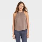 Women's Satin Racer Tank Top - A New Day Brown