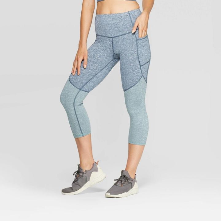 Women's Studio High-waisted Colorblock Capri Leggings 20 - C9 Champion Dark Blue Heather