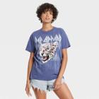 Women's Def Leppard Animal Print Short Sleeve Graphic T-shirt - Navy
