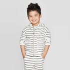 Toddler Boys' Striped Zip-up Hoodie - Art Class Cream 4t, Boy's, White