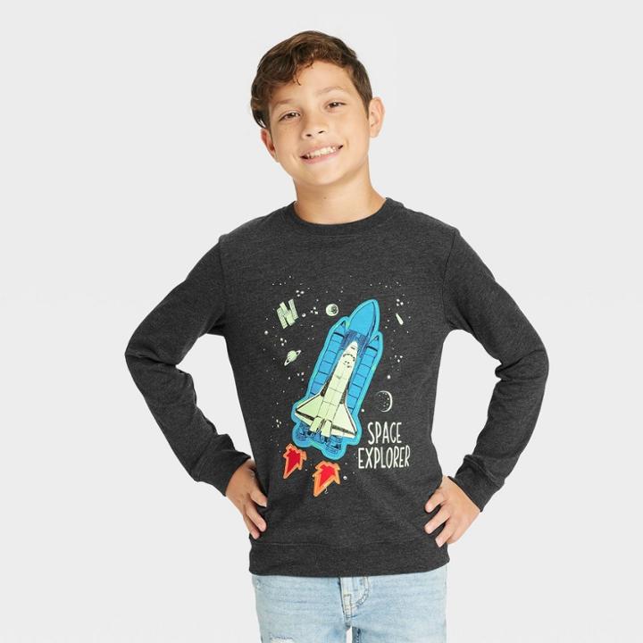 Boys' Interactive Long Sleeve Graphic T-shirt - Cat & Jack Charcoal Gray