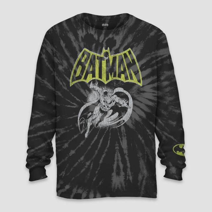 Men's Batman Long Sleeve Graphic Shirt - Black/charcoal Gray