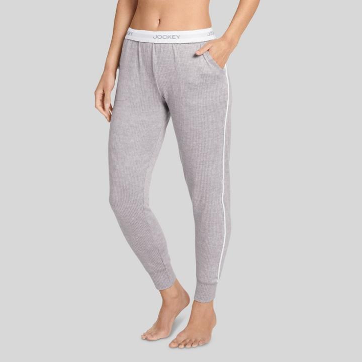 Jockey Generation Women's Retro Vibes Ribbed Jogger Pajama Pants - Gray Heather