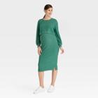Match Back Ribbed Crop Maternity Skirt Set - Isabel Maternity By Ingrid & Isabel Green