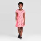 Petitegirls' Short Sleeve Hearts Knit Dress - Cat & Jack Coral S, Girl's, Size: