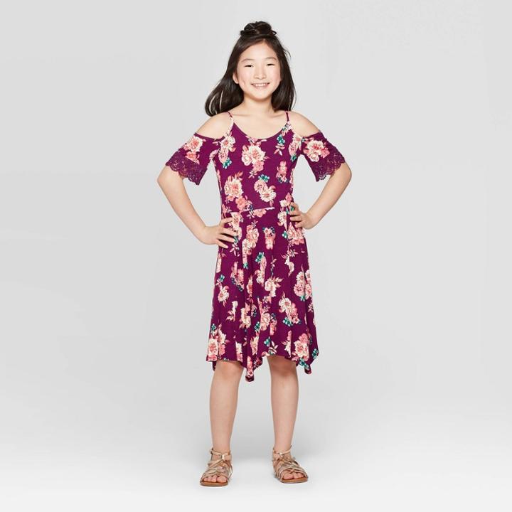 Girls' Cold Shoulder Dress - Art Class Purple