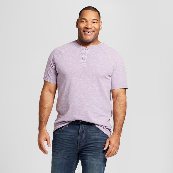 Men's Big & Tall Standard Fit Short Sleeve Henley Shirt - Goodfellow & Co Calm Violet