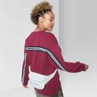 Women's Striped Plus Size Back Pullover Sweatshirt - Wild Fable Wine