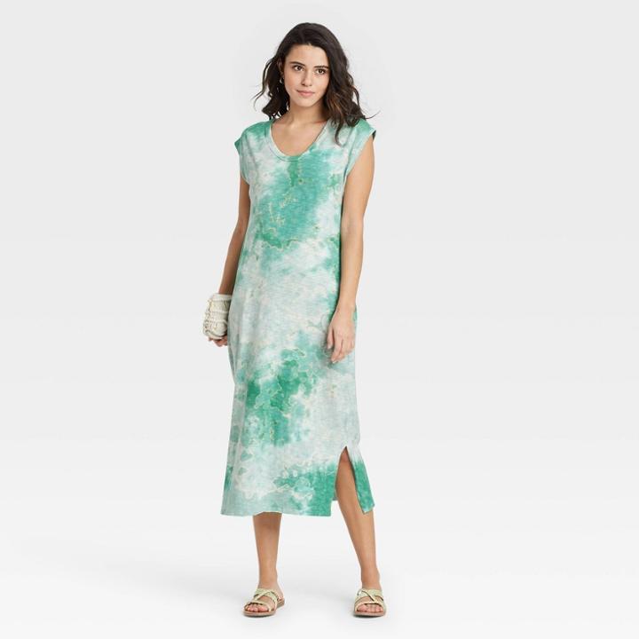 Women's Rainbow Printed Sleeveless Knit Dress - Universal Thread Green