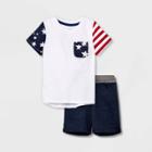 Toddler Boys' 2pc Stars And Stripes Short Sleeve T-shirt And French Terry Shorts Set - Cat & Jack White