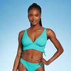 Women's Longline Triangle Bikini Top - Shade & Shore Turquoise Green D/dd Cup