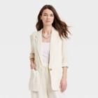 Women's Relaxed Fit Spring Blazer - A New Day Cream Pin Striped Xs, Ivory Pin