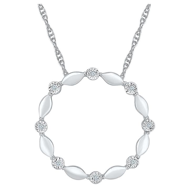 Target Diamond Accent Round White Diamond Circle Pendant In Sterling Silver (i-j,i2-i3), Women's
