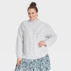 Women's Plus Size Crewneck Pullover Sweater - Ava & Viv Gray