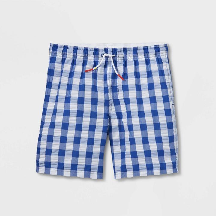 Plusboys' Gingham Seersucker Swim Trunks - Cat & Jack Blue