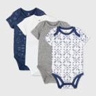 Honest Baby Boys' 4pk Compass Organic Cotton Short Sleeve Bodysuit - Navy Newborn, Blue