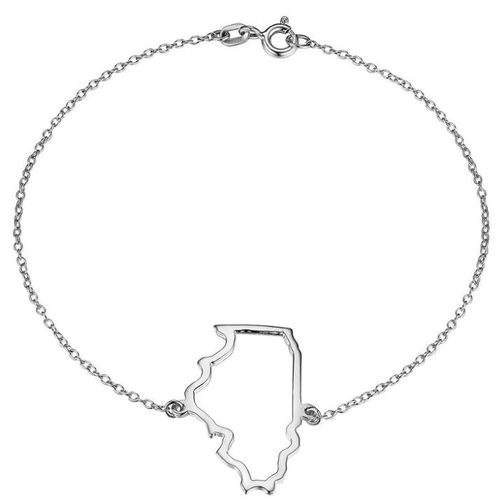 Prime Art & Jewel Sterling Silver Cutout Illinois State Bracelet, 7.5, Girl's, Silver/illinois