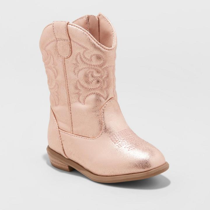 Toddler Girls' Christine Metallic Cowboy Boots - Cat & Jack Rose Gold