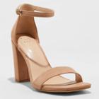 Women's Ema High Block Heeled Square Toe Pumps - A New Day Tan