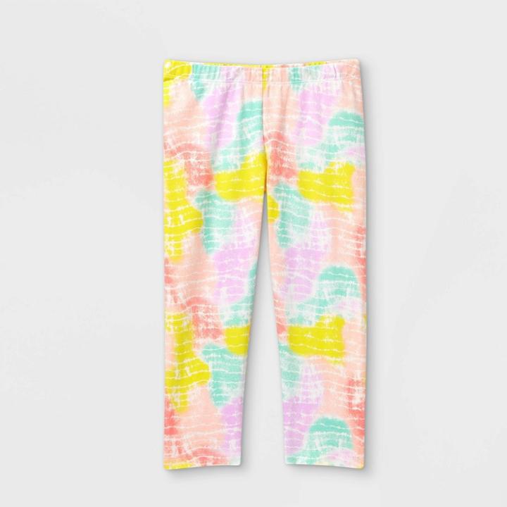 Girls' Tie-dye Capri Leggings - Cat & Jack White