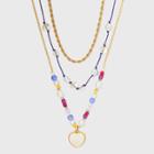 Mixed Beaded And Heart Charm Necklace Set 3pc - Wild Fable Blue/gold