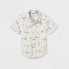 Toddler Boys' Island Print Challis Woven Short Sleeve Button-down Shirt - Cat & Jack Cream 12m, Ivory/blue