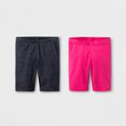 Girls' 2pk Mid-length Bike Shorts - Cat & Jack Faux Denim/pink Sparkle M, Girl's, Size:
