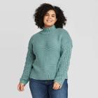 Women's Plus Size Mock Turtleneck Pullover Sweater - Universal Thread Teal