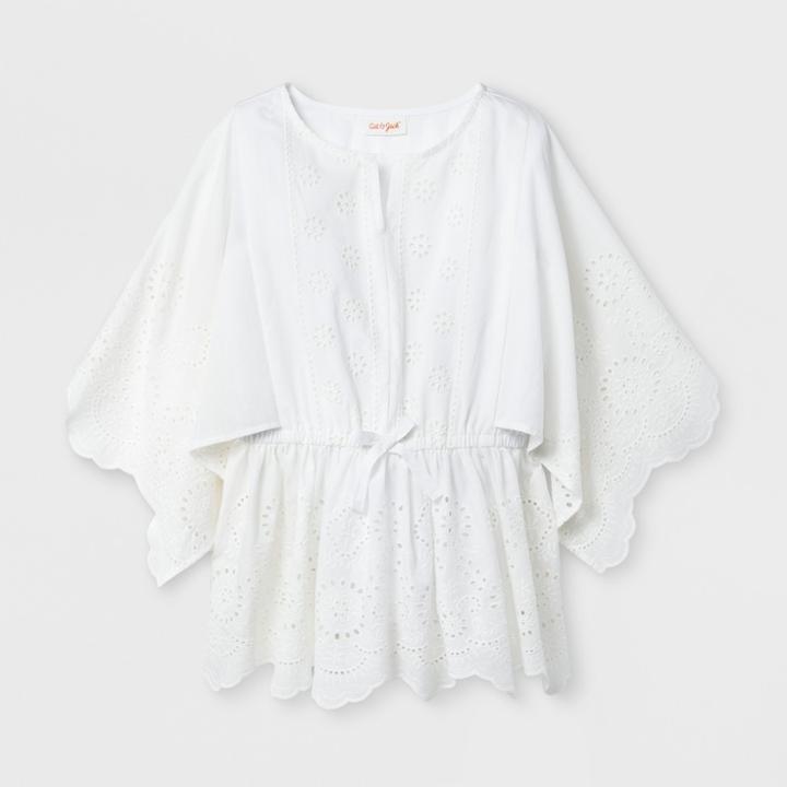 Girls' Long Sleeve Eyelet Tunic Top - Cat & Jack White