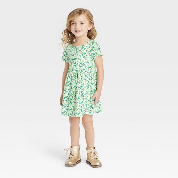 Toddler Girls' St. Pats Day Short Sleeve Dress - Cat & Jack Green