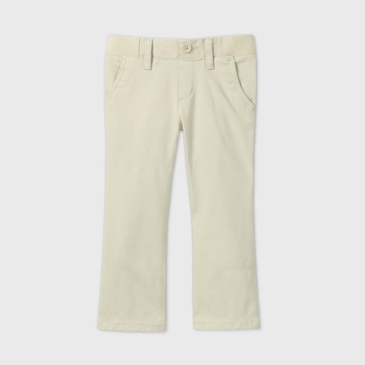 Toddler Girls' Stretch Uniform Straight Fit Pants - Cat & Jack Light Khaki 2t,