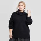 Women's Plus Size Long Sleeve Turtleneck Tunic Sweater - Ava & Viv Black 4x, Women's,