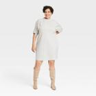Women's Plus Size Elbow Sleeve Knit T-shirt Dress - Universal Thread Gray