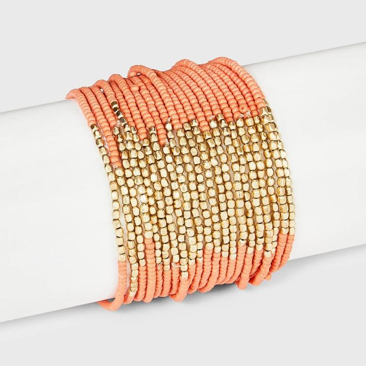 Seed Bead Multi-strand Bracelet 21pc - Universal Thread Orange