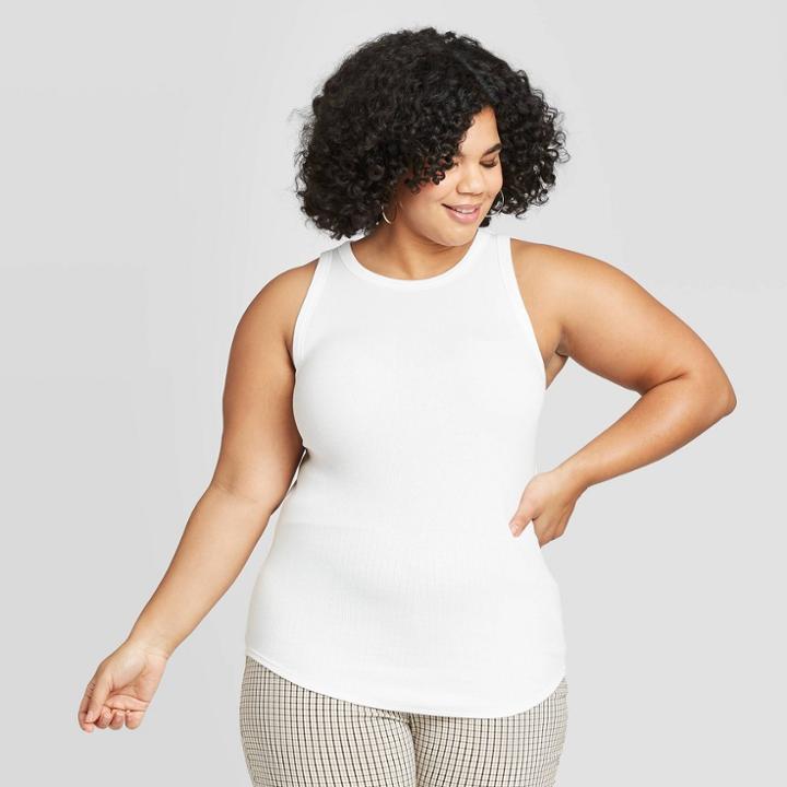 Women's Plus Size Scoop Neck Weekend Tank Top - A New Day White 1x, Women's,