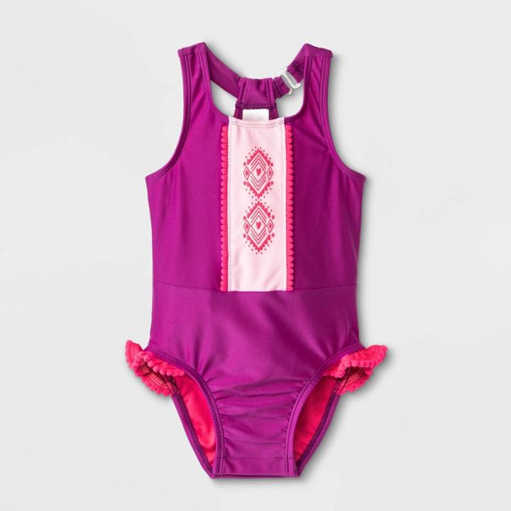 Baby Girls' High Neck One Piece Swimsuit - Cat & Jack Purple