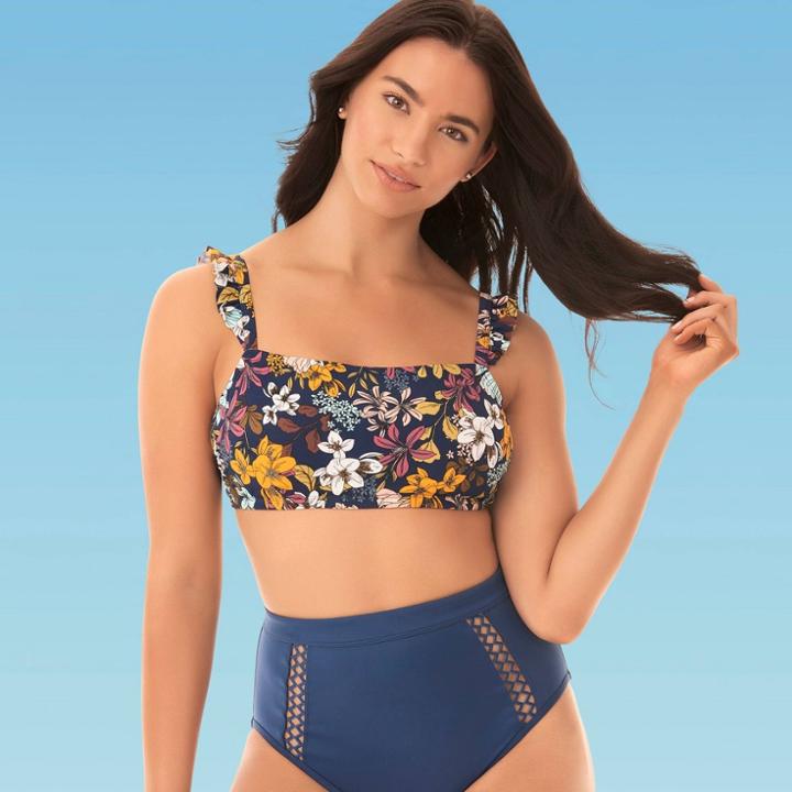 Women's Slimming Control Ruffle Strap Bikini Top - Beach Betty By Miracle Brands M, Women's, Size: Medium,