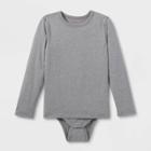 Kids' Adaptive Long Sleeve Bodysuit With Abdominal Access - Cat & Jack Gray