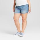 Maternity Plus Size Crossover Panel Midi Jean Shorts - Isabel Maternity By Ingrid & Isabel Light Wash 22w, Women's, Blue