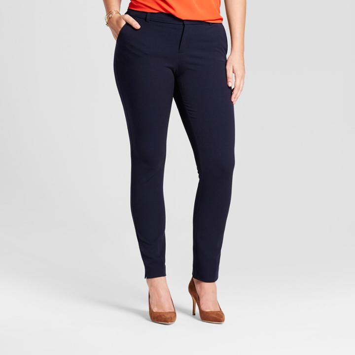 Women's Skinny Curvy Bi-stretch Twill Pants - A New Day Federal Blue 2l,