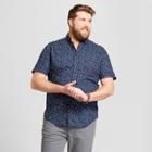 Men's Tall Floral Print Standard Fit Short Sleeve Button-down Shirt - Goodfellow & Co True Navy