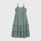 Women's Plus Size Floral Print Sleeveless Tiered Maxi Sundress - Ava & Viv Green X