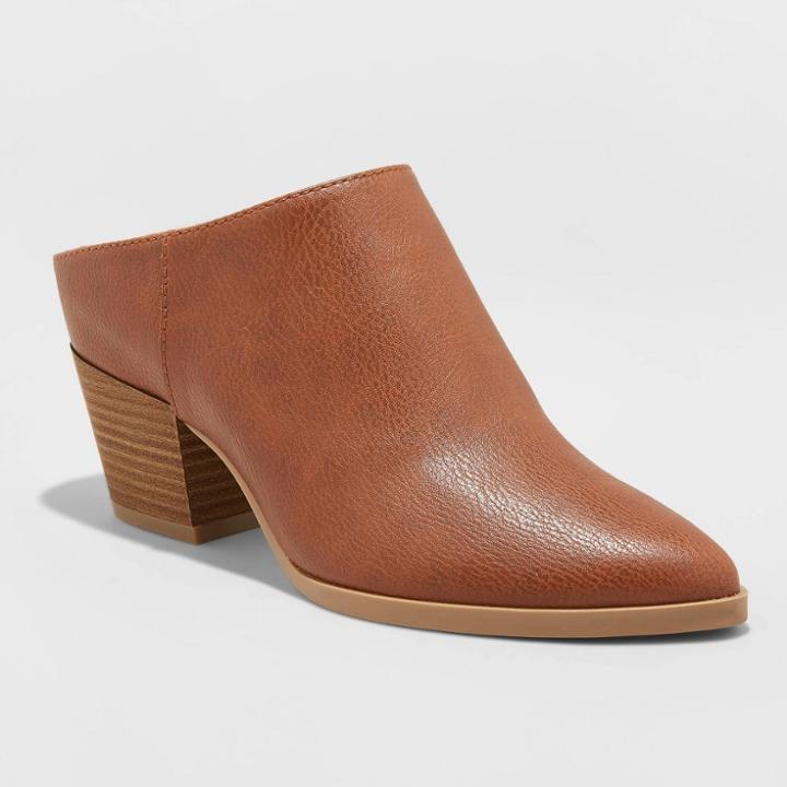 Women's Makana Faux Leather Heeled Mule - Universal Thread Cognac (red)
